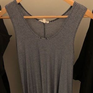 Navy and white striped dress.